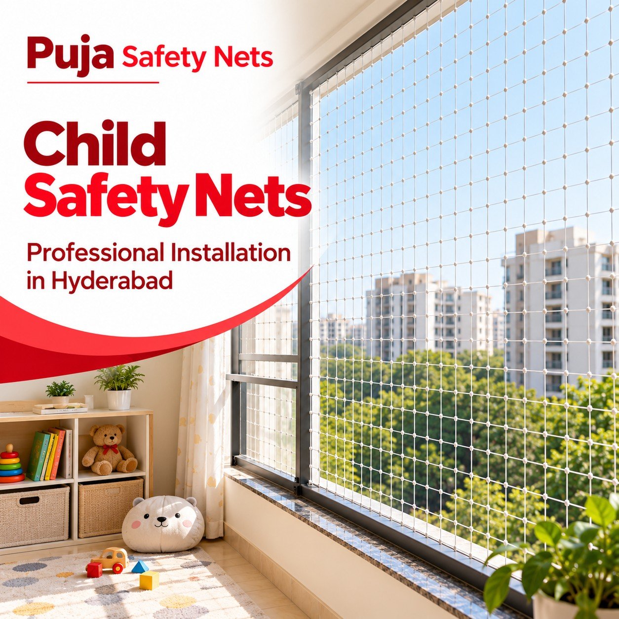 Child safety nets – professional installation in Hyderabad by Puja Safety Nets