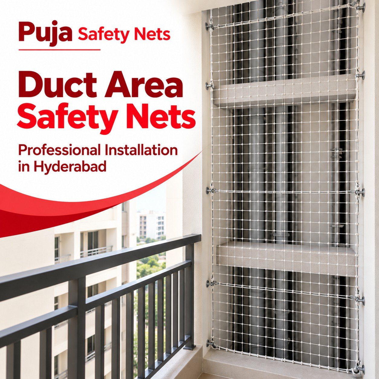 Duct area safety nets – professional installation in Hyderabad by Puja Safety Nets